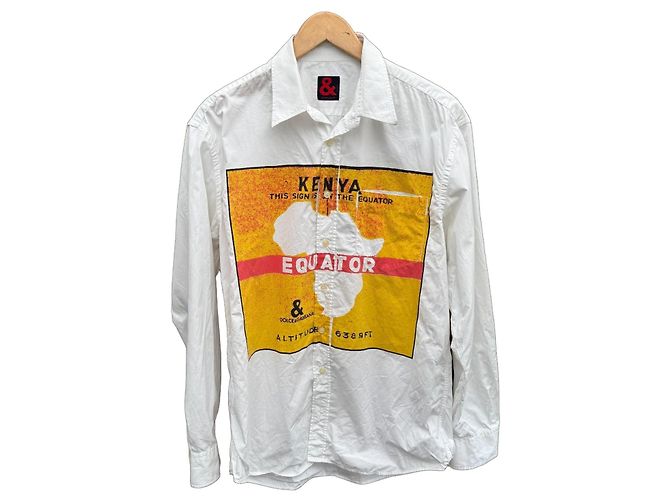 Camisa Dolce & Gabbana de algodão branco com estampa gráfica Multicor