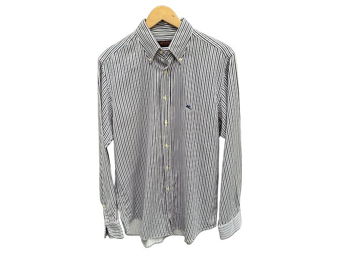 Etro Camisa de algodón a rayas Blanco Azul