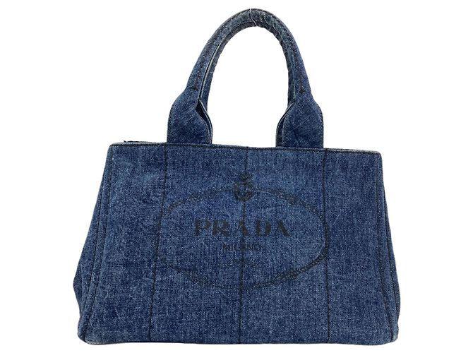 Borsa Tote Prada Canapa Denim Blu