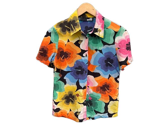 Love Moschino Camicia a maniche corte floreale Nero Rosa Blu Multicolore Verde Arancione Giallo