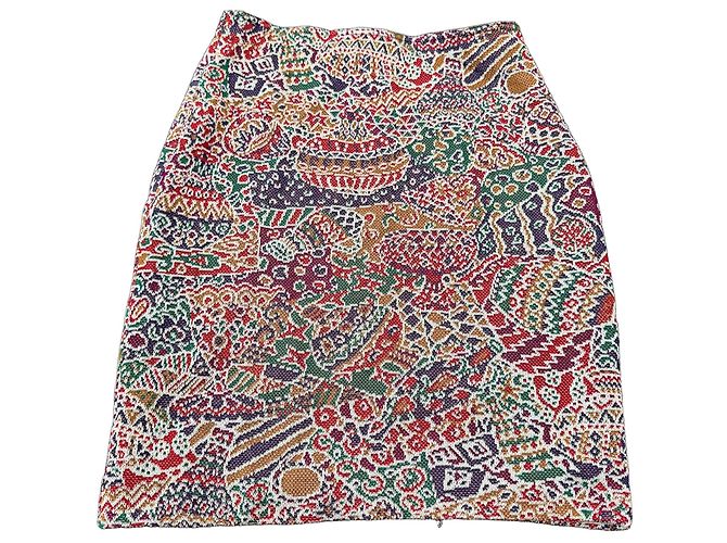 Missoni Multicolor Zigzag Patterned Midi Skirt Brown White Red Multiple colors Green Purple