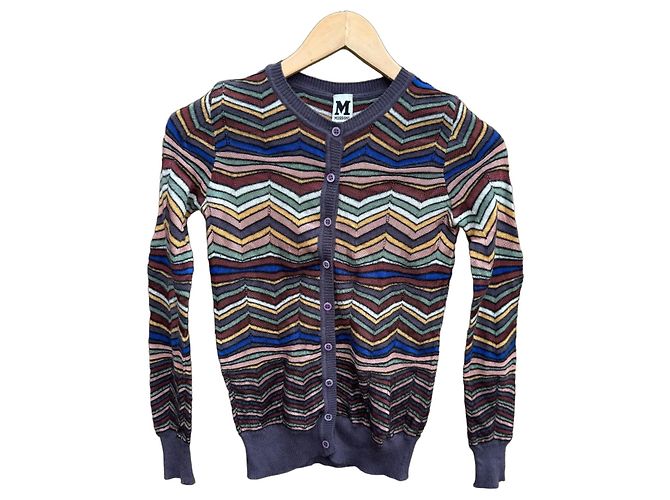 M Missoni Chevron Strick-Cardigan Multicolour Mehrfarben Dunkelviolett