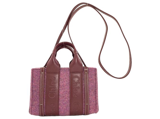 Borsa 2-Way Chloé Woody Mini Rosa Bordò