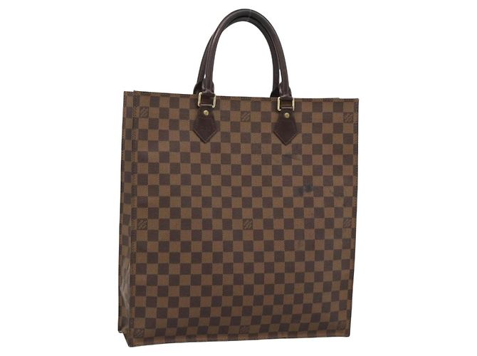 LOUIS VUITTON Damier Ebene Sac Plat Hand Bag N51140 LV Auth 187439