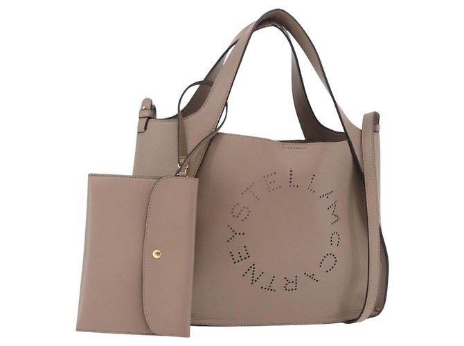 Autre Marque Bolsa Stella MacCartney de Couro 2way Bege Ouro 513860 Auth 188263A