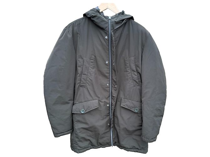 Herno Reversible Hooded Down Jacket Grey Dark green
