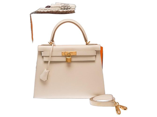 Hermès Bolsa HERMES Kelly 28 em Couro Branco - 103686