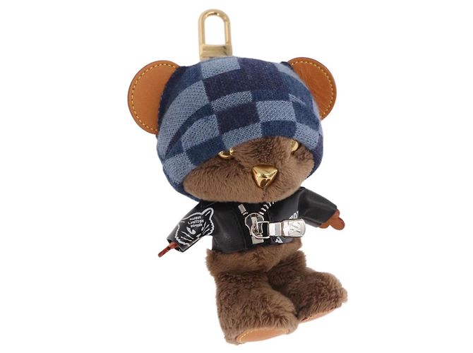 LOUIS VUITTON Chaveiro Urso de Couro Marrom M03206 LV Auth 188945SM