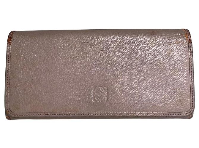 Vintage Loewe Leather Zip Wallet Pink Silver