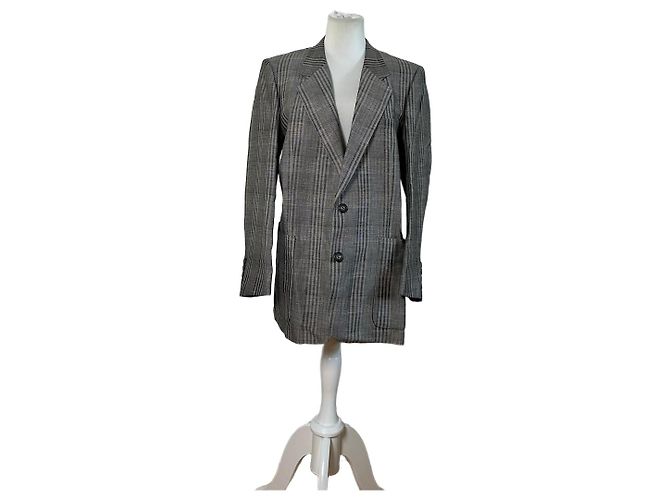 Vintage Dior Men's Wool Linen Blazer Grey Black M