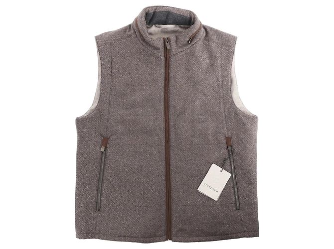 Corneliani Seide-Kaschmir Weste, Größe 50 IT Braun