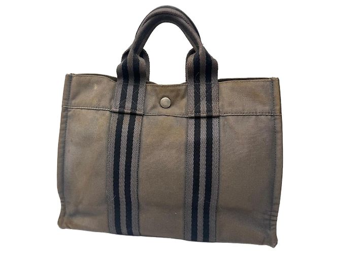 Hermès Vintage Hermes Canvas Mini Tote Grau