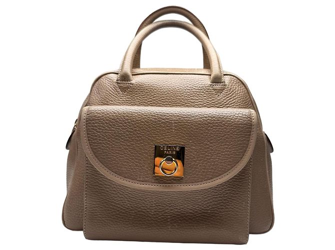 16 Céline Sac en cuir vintage Celine Paris marron clair