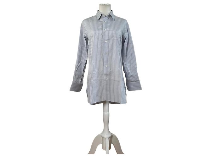 Camicia in cotone vintage Dior da uomo azzurro bianco L Blu
