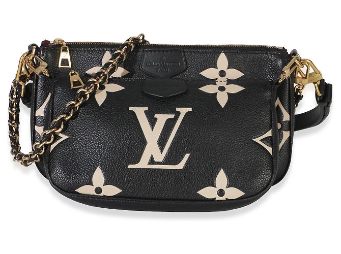 Louis Vuitton Beige Black Monogram Empreinte Multi Pochette Accessoires Noir