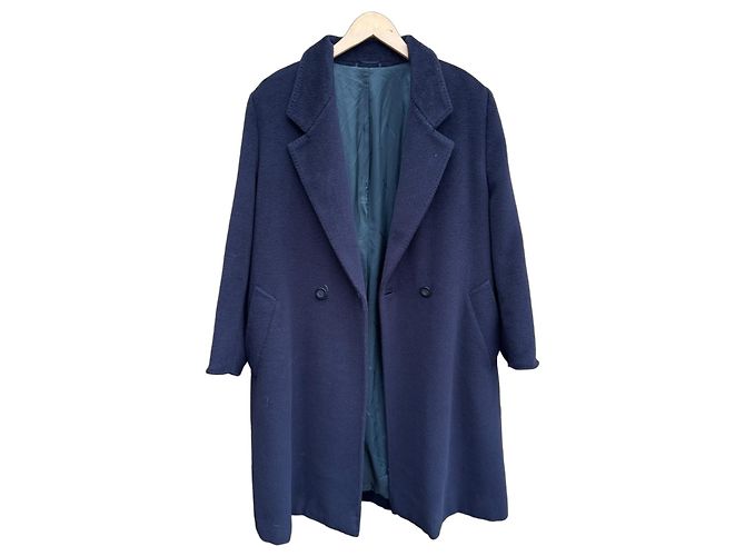 Max Mara Mantello Abrigo Lana y Cachemira Azul oscuro