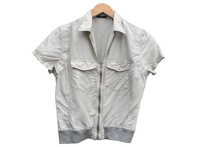 Autre Marque C.P. Company Camicia a Maniche Corte con Zip Beige