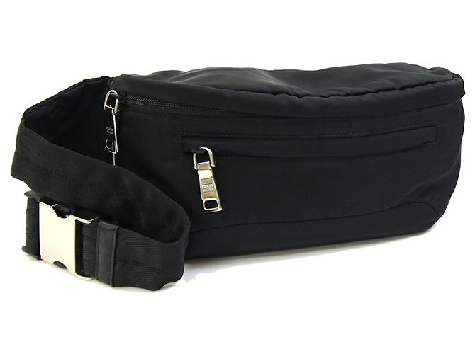 Borsa a tracolla Prada 2VL008 in nylon e pelle nera Nero