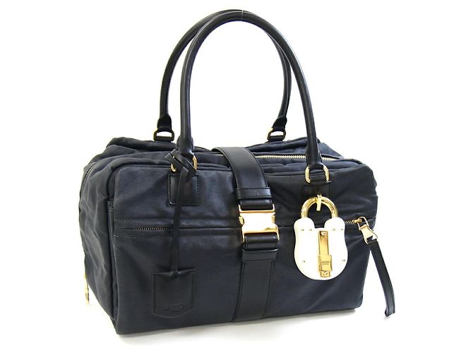 Bolsa Loewe Laura preta de pele e lona Preto