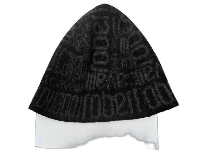 Roberto Cavalli Monogramm Beanie Schwarz Grau