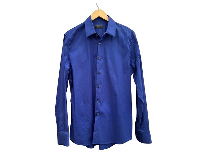Prada Herren Hemd aus blauer Baumwolle