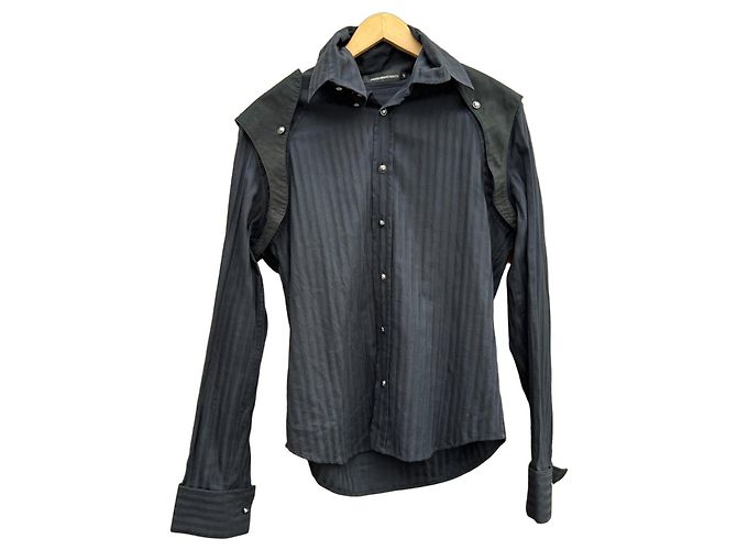 Autre Marque Andrew Mackenzie Camicia in Cotone a Righe Nere Nero