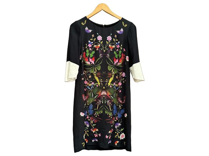 Roberto Cavalli Class Schmetterlingsprint Kleid Schwarz Mehrfarben