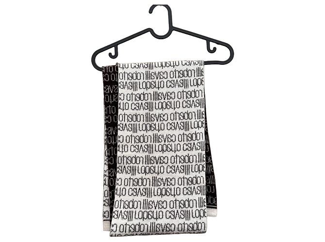 Sciarpa in lana Roberto Cavalli Logo Jacquard Nero Bianco