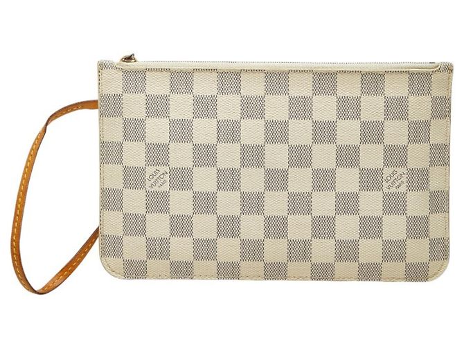Louis Vuitton Damier Azur Neverfull MM Handtasche mit Accessory Pouch Weiß