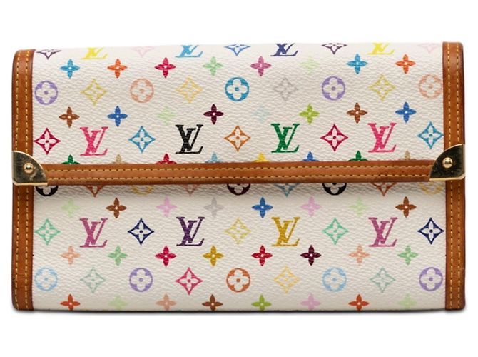 Louis Vuitton Monogram Multicolor Tri-fold Wallet White Multiple colors