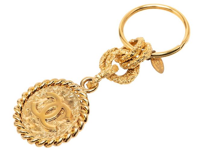 Portachiavi Chanel Coco Mark placcato oro D'oro