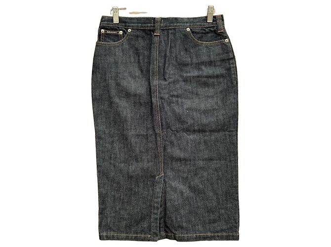 Gonna midi in denim indaco scuro Dolce & Gabbana D&G Blu