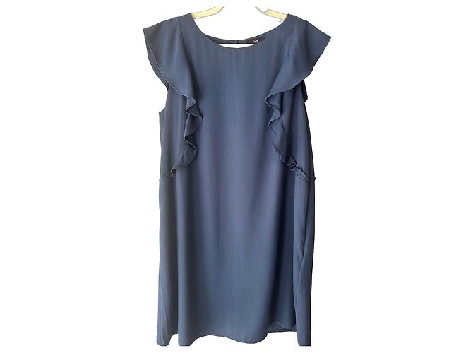 Autre Marque SYM dunkelblaues Sommerkleid mit Rüschen