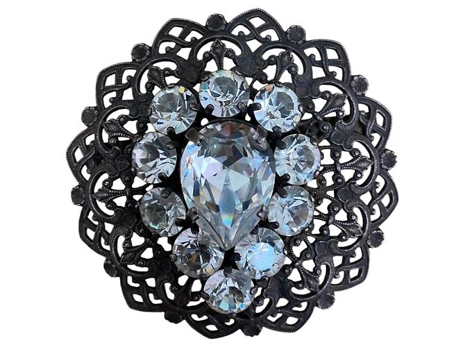 Jean Louis Scherrer Vintage Scherrer Art Deco Brosche in Durchbruchdesign