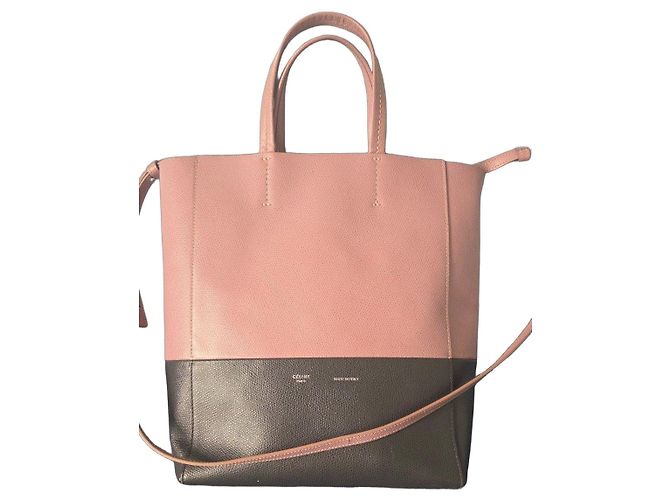 Cabas Céline Celine Bolsa Tote Vertical Rosa e Cinza