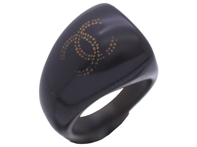 Chanel CC Logo Ring aus schwarzem Harz