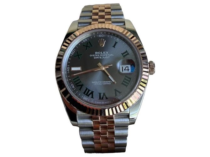 Rolex Datejust II 41mm Wimbledon Oro Everose e Acciaio D'oro Grigio Verde scuro