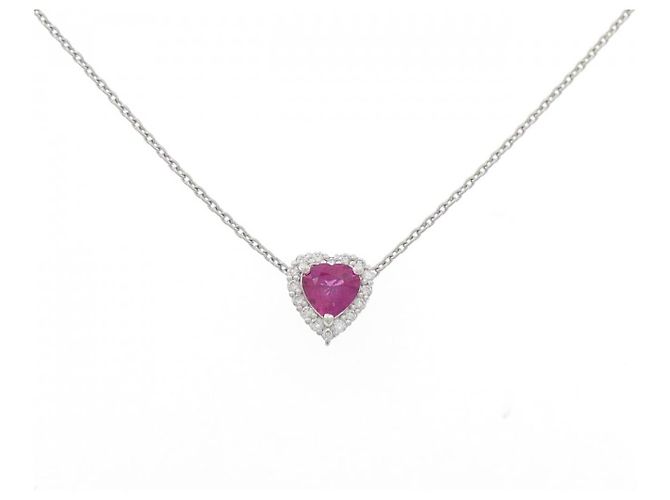 Autre Marque Platin-Rubin-Diamant-Halskette Rot