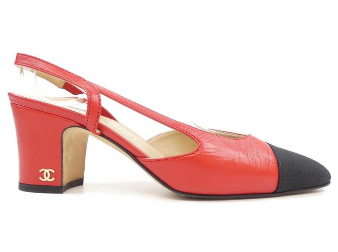 Timeless Chanel Slingback Lederschuhe Rot
