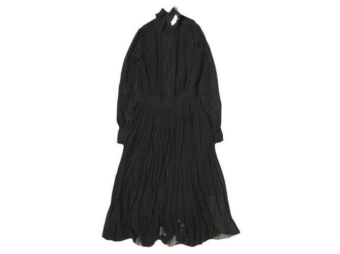 Polo Ralph Lauren Plissee-Georgette-Kleid aus Polyester Schwarz