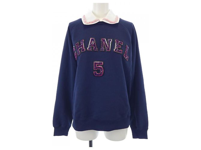 Timeless Chanel Sweatshirt aus Baumwolle Blau Marineblau