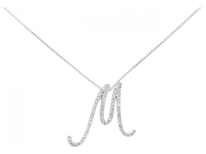 Autre Marque Au750 Diamanten Initial M Halskette Silber