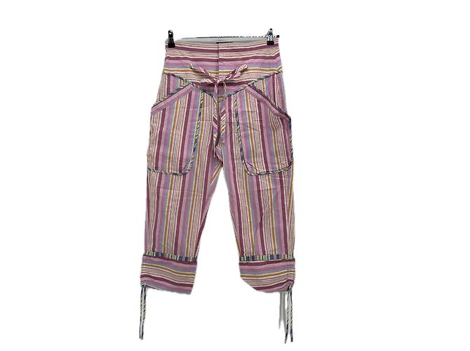 Isabel Marant Capri Hose gestreift Rosa Baumwolle Pink