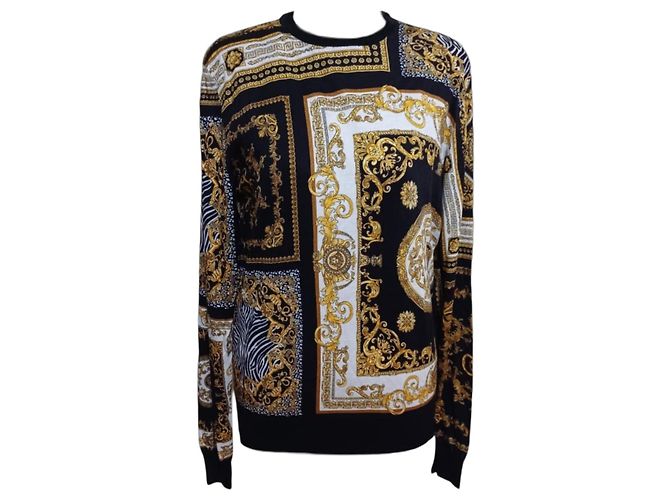 Versace Baroque Seidenpullover mit Medusa-Print - Schwarz/Gold
