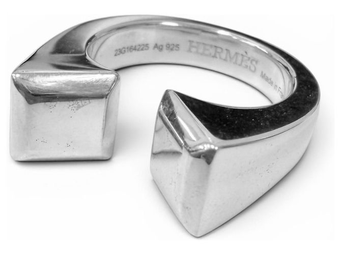 Hermès Hermes Clou de Forge Silver Band Ring Silvery