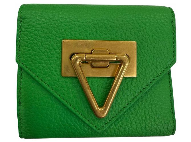Bottega Veneta Paraquito Point Lock Leather Compact Tri-fold Wallet