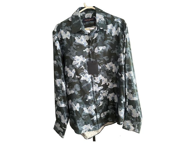 Camicia in seta camouflage Louis Vuitton × Virgil Abloh Blu scuro
