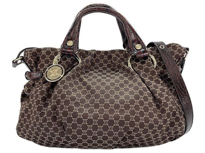 Céline Celine Macadam Pattern Pillow 2-Way Handbag Brown
