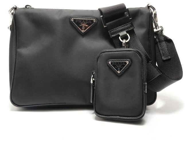 Borsa a tracolla Prada PRADA Triangle Plate con pochette Nero