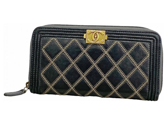 Chanel Boy Long Wallet Black